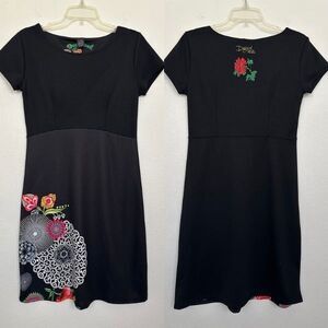 Desigual Martina Sheath Dress Floral Black Art To Wear Contemporary Women Medium